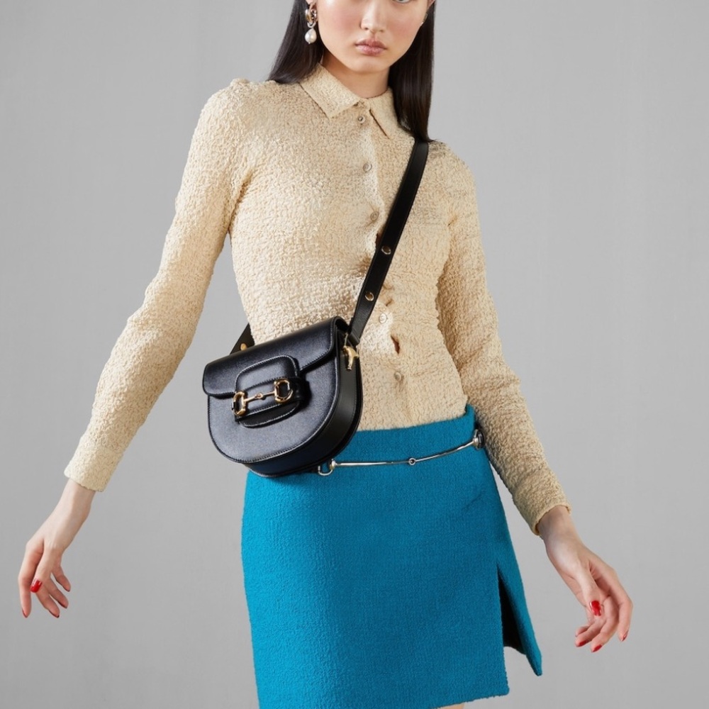 Gucci Black Horsebit 1955 Shoulder Bag